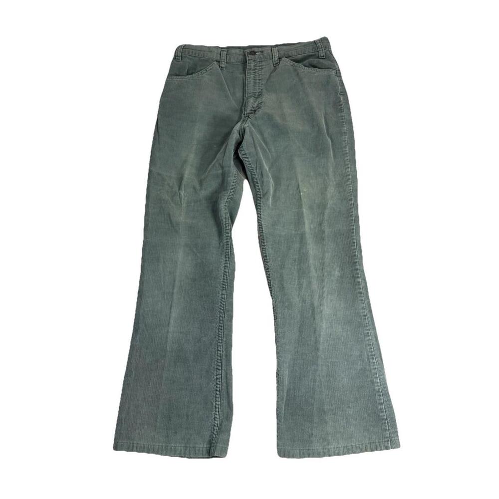 Vintage Levis Flare Jeans Bell Bottoms Green 70s Hippie Corduroy Men's 32x30